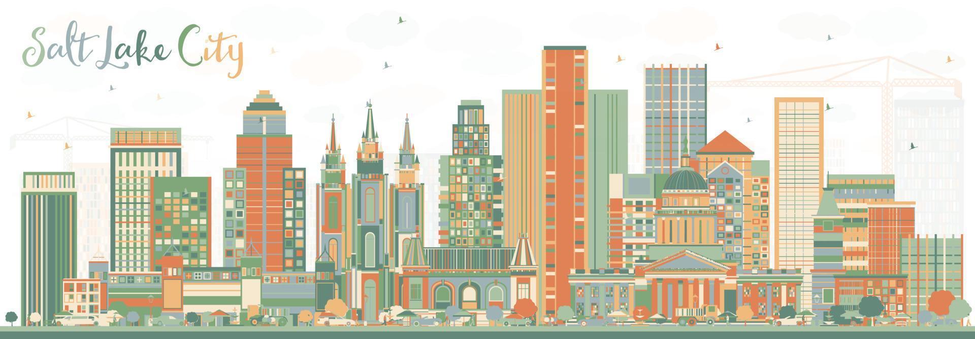 Abstract Salt Lake City Skyline with Color Buildings. vector