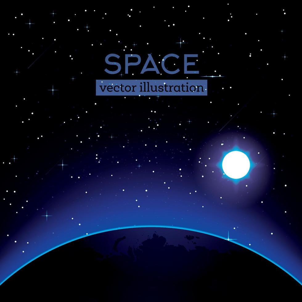 Earth with Stars and Sun. vector