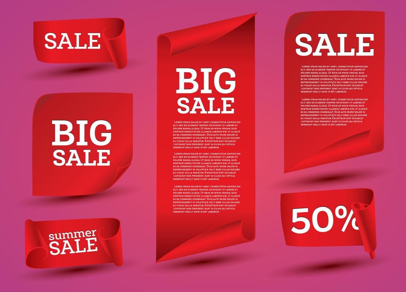 Big Sale Banner Set. Ribbon. vector