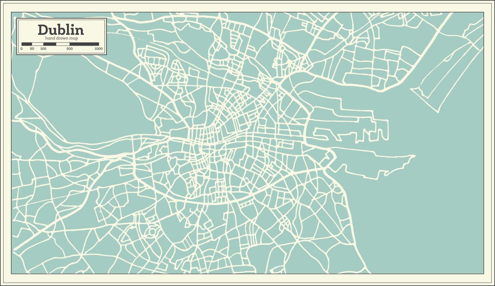 mapa de dublín irlanda en estilo retro. vector