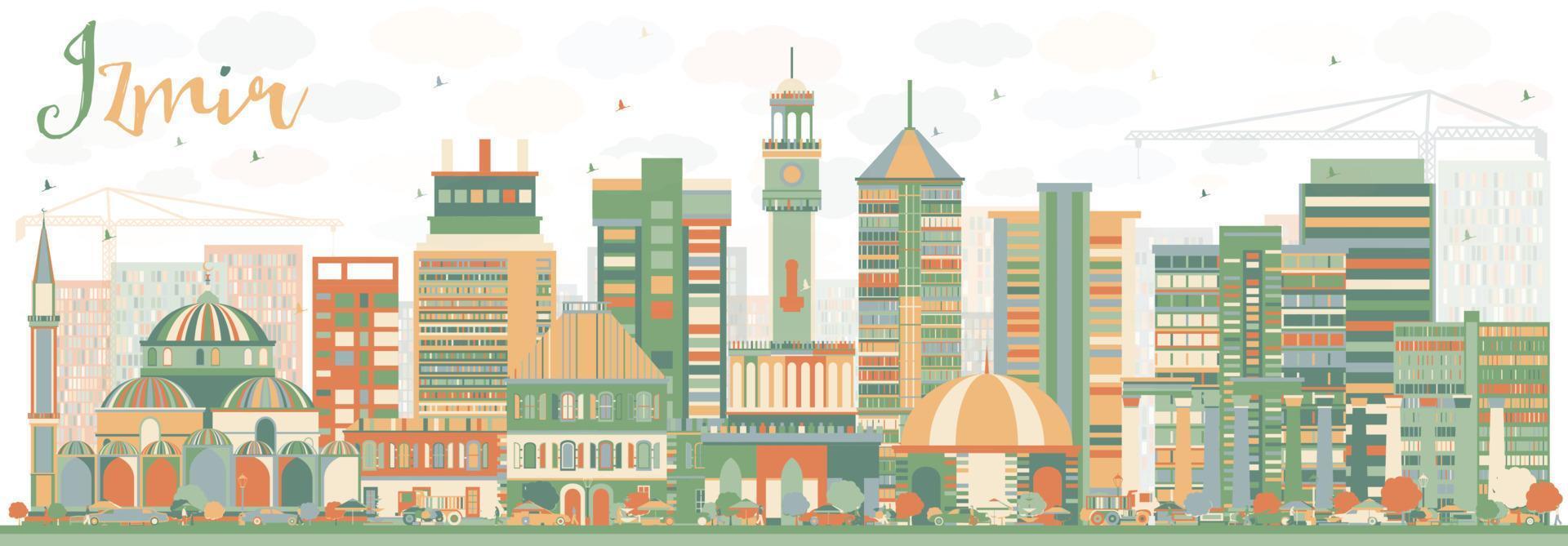 Abstract Izmir Skyline with Color Buildings. vector