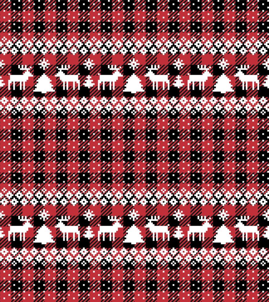 Christmas and New Year pattern at Buffalo Plaid. Festive background for design and print vector