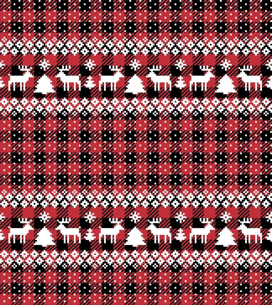 Christmas and New Year pattern at Buffalo Plaid. Festive background for design and print vector