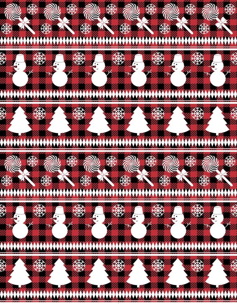 buffalo plaid christmas jingle bells en el fondo de la página de música. patrón festivo sin fisuras. ilustración vectorial vector