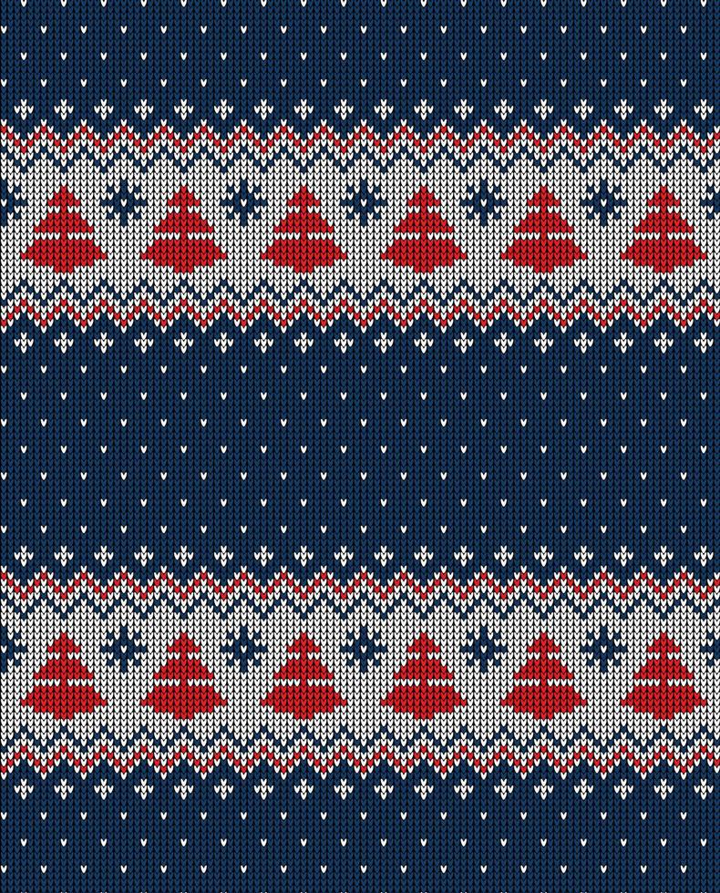 Knitted Christmas and New Year pattern vector