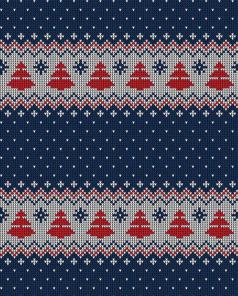 Knitted Christmas and New Year pattern vector