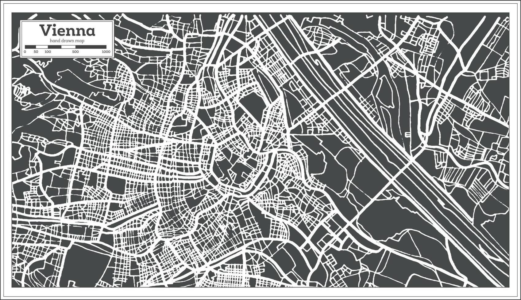 Vienna Austria Map in Retro Style. vector