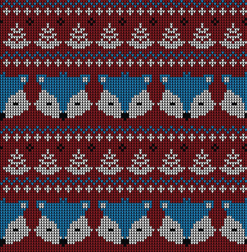 New Year's Christmas pattern knitted with foxes vector illustration eps