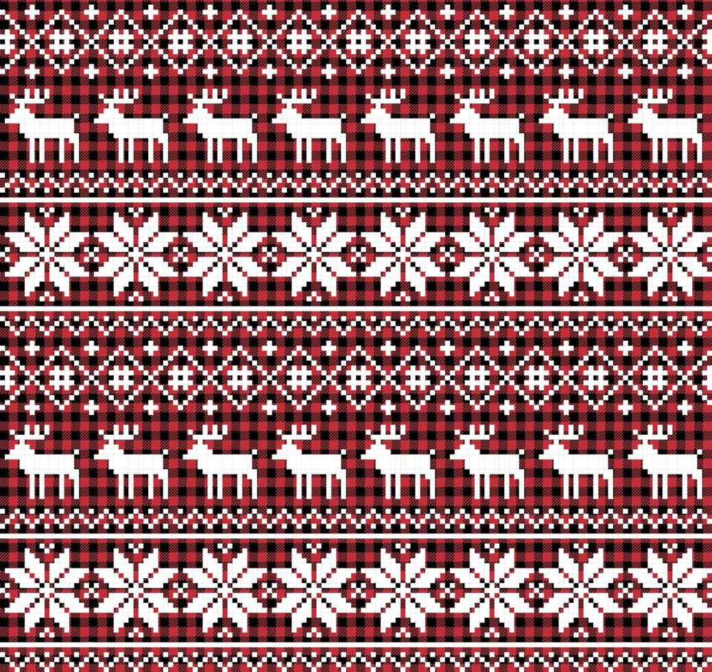 Christmas and New Year pattern at Buffalo Plaid. Festive background for design and print vector