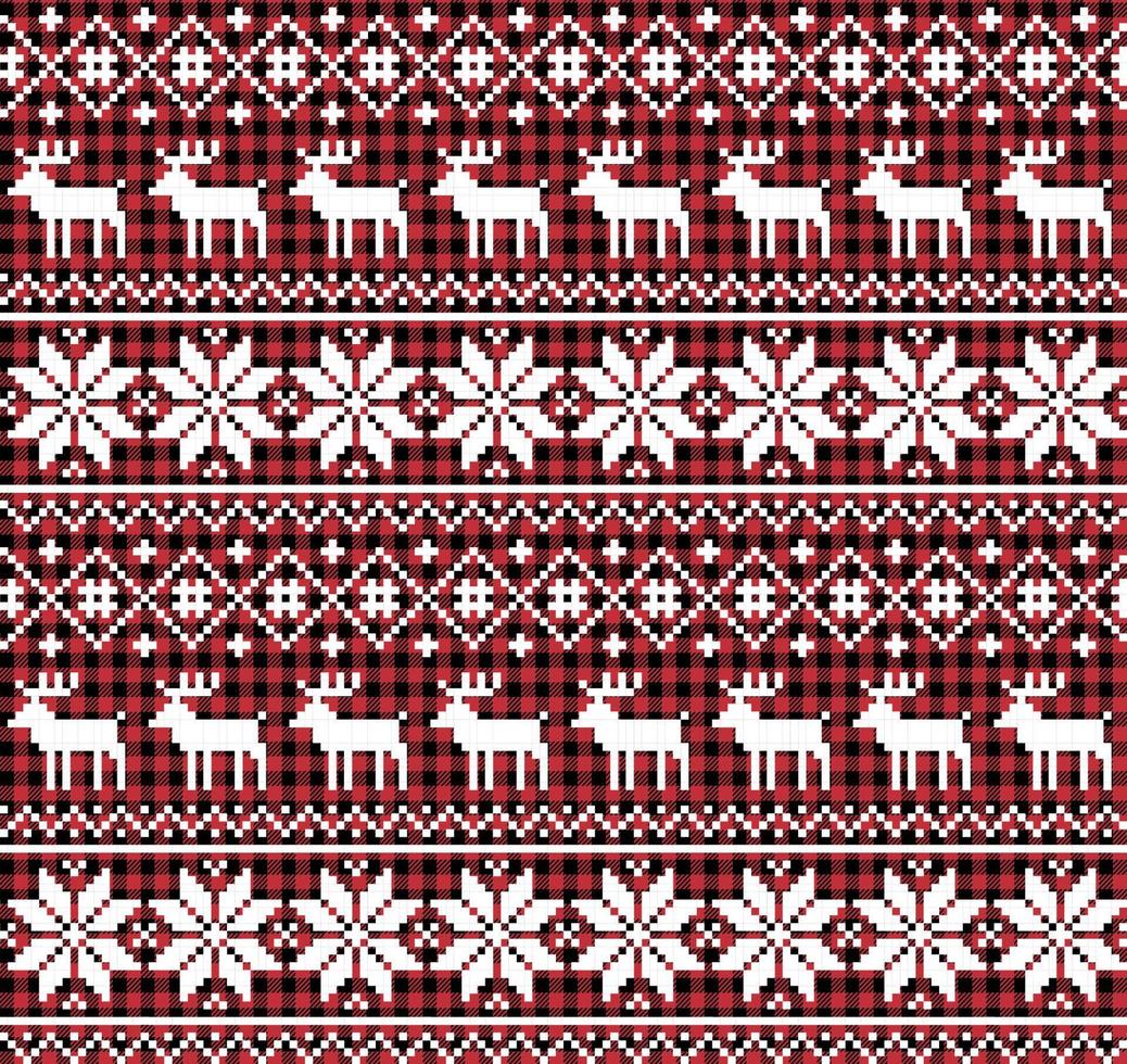 Christmas and New Year pattern at Buffalo Plaid. Festive background for design and print vector