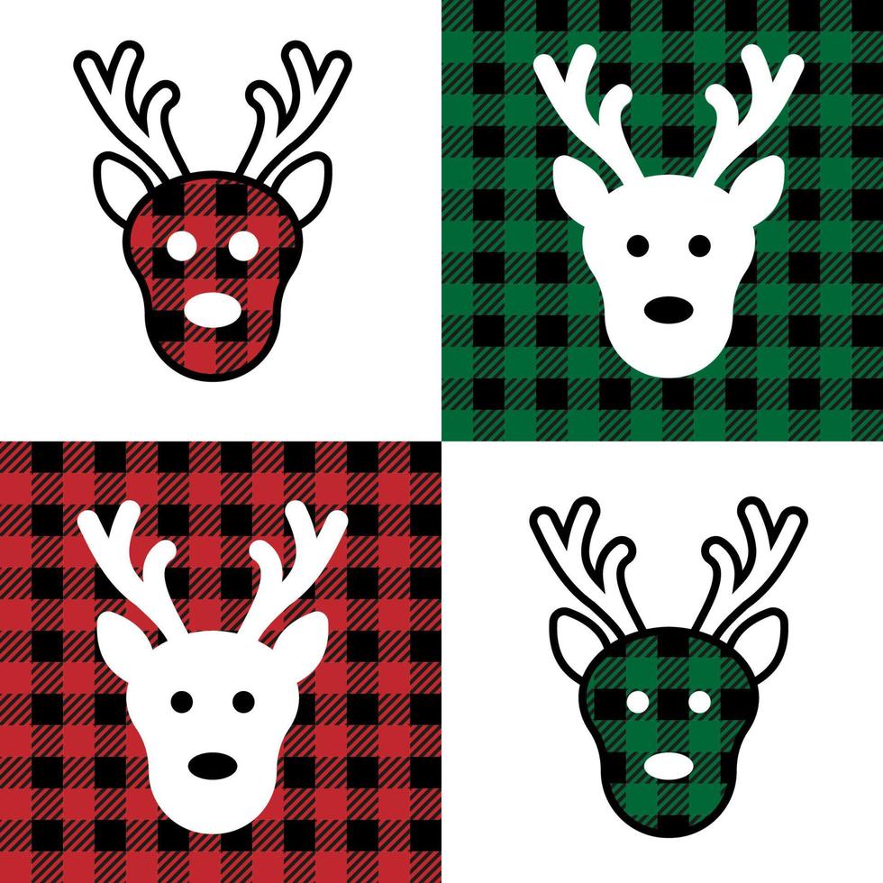 deer pattern at Buffalo Plaid. Festive background for design and print vector