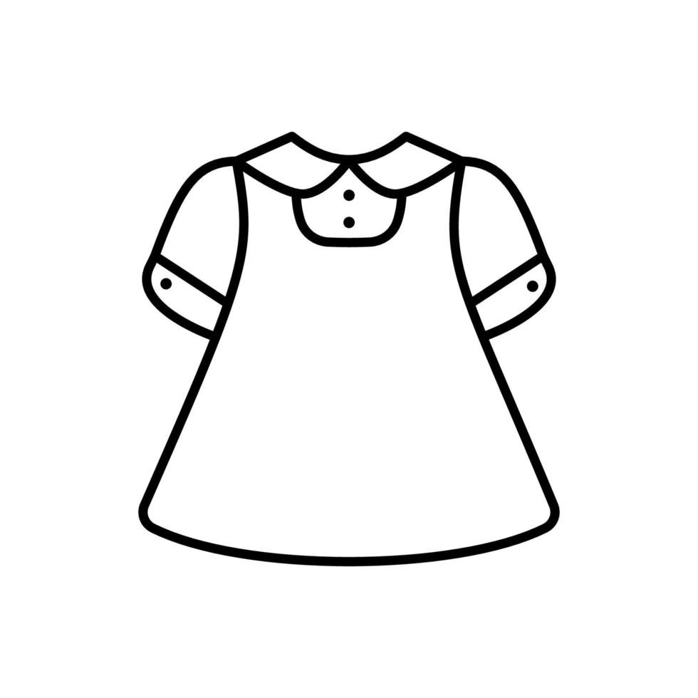 Outline, simple vector baby dress icon isolated on white background.