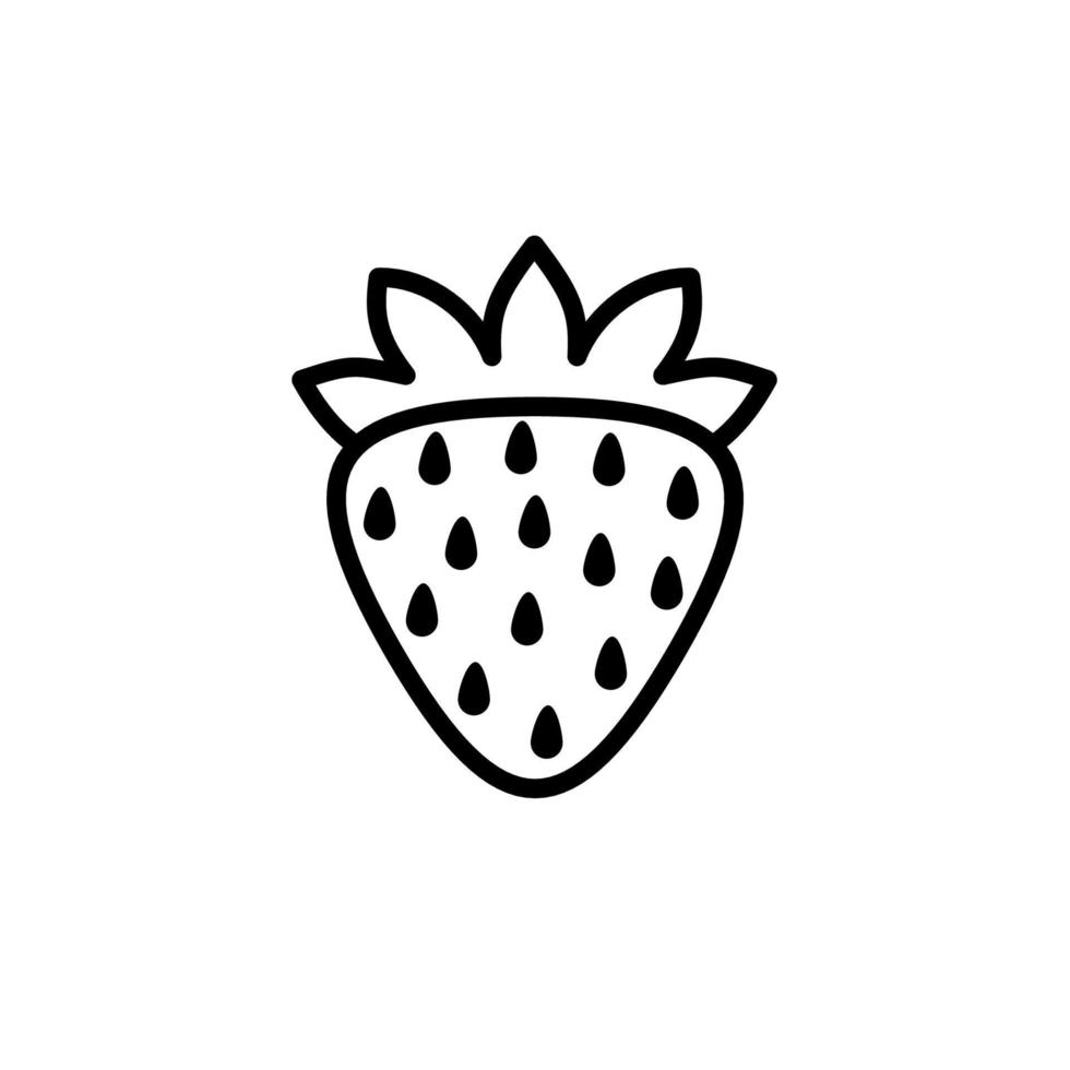 contorno, icono de fresa vectorial simple aislado en fondo blanco. vector