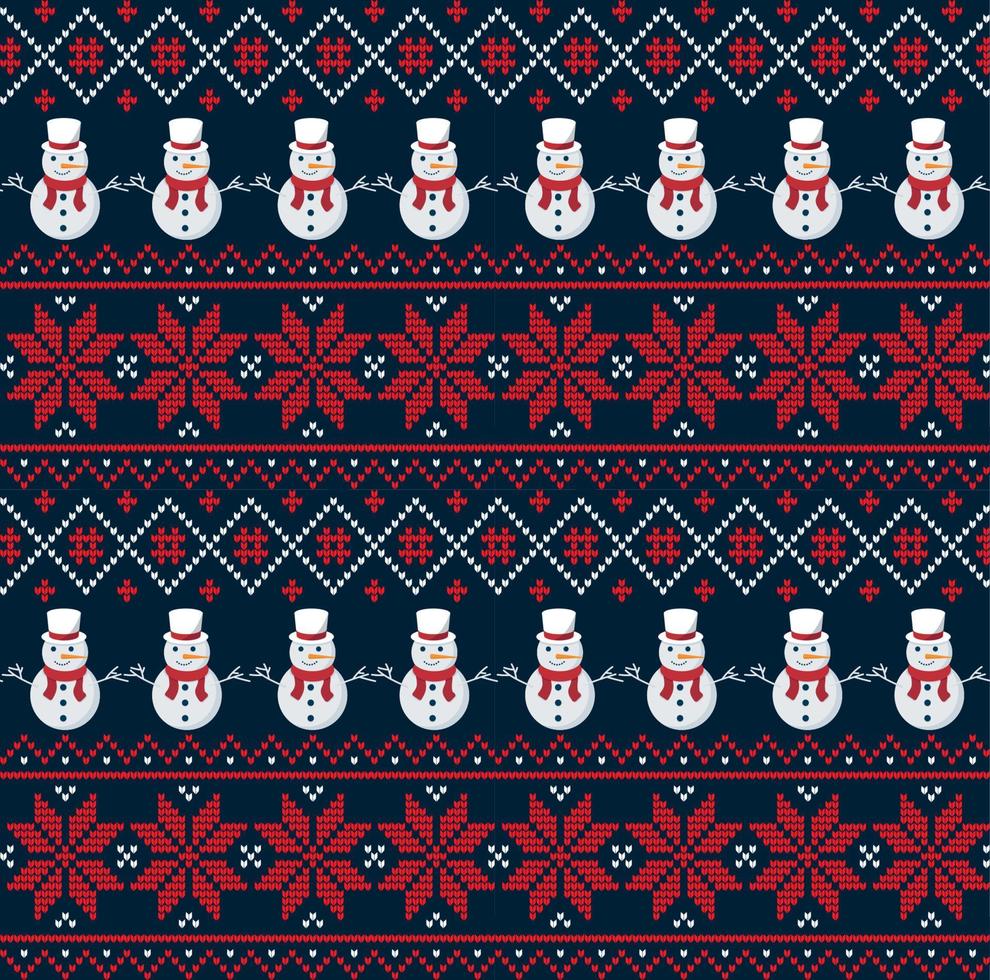 patrón de punto de navidad y año nuevo en muñecos de nieve. diseño de suéter de punto de lana. papel de envolver papel estampado textil. eps 10 vector