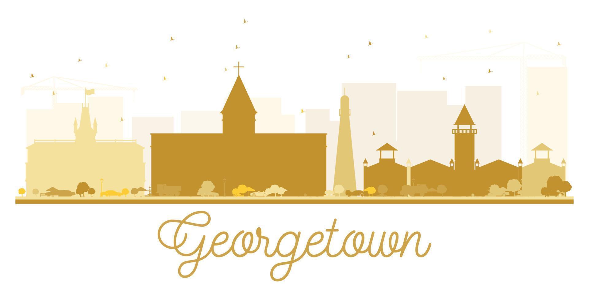 silueta dorada del horizonte de la ciudad de georgetown. vector