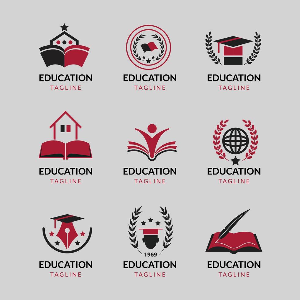 conjunto de logotipo de educación vector