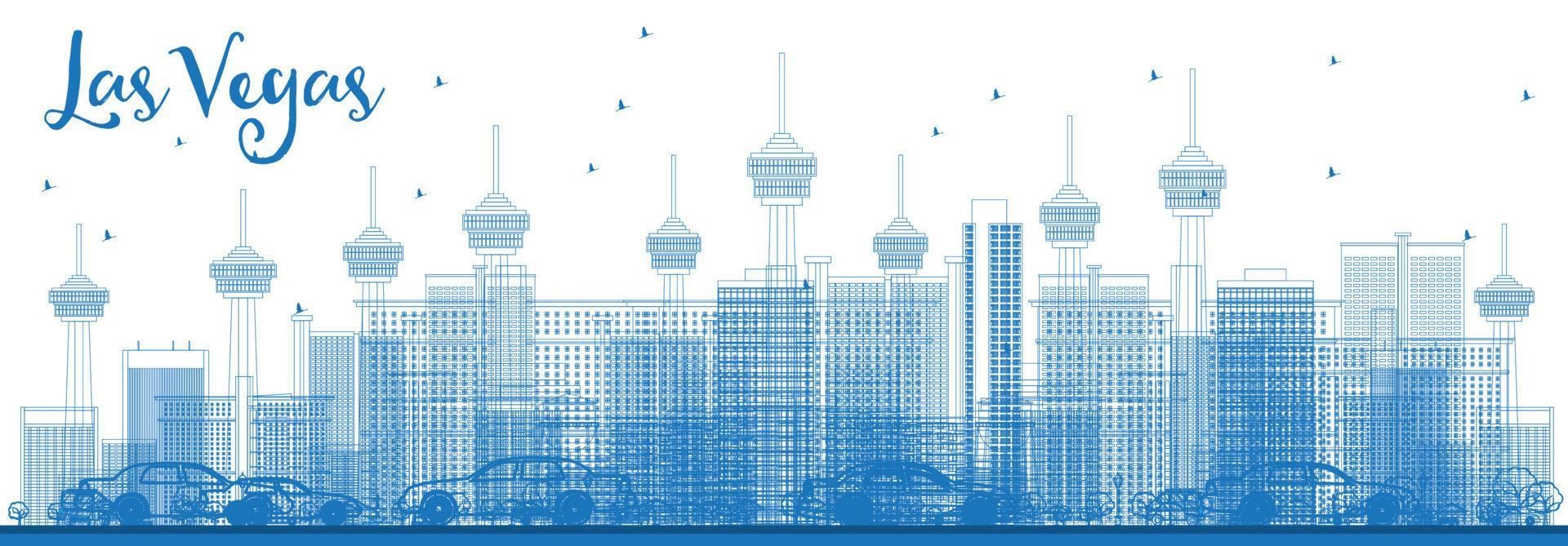 Outline Las Vegas Skyline with Blue Buildings. vector