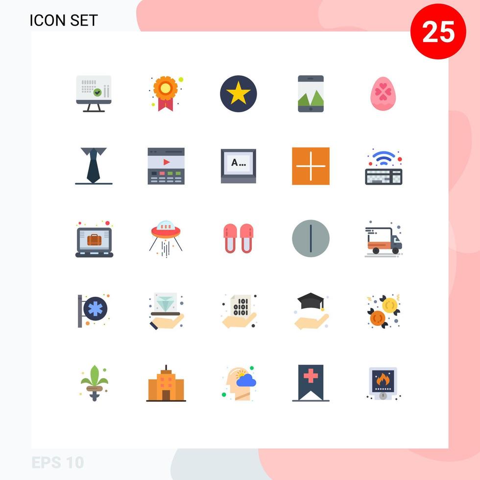 Mobile Interface Flat Color Set of 25 Pictograms of easter love favorite egg graph Editable Vector Design Elements