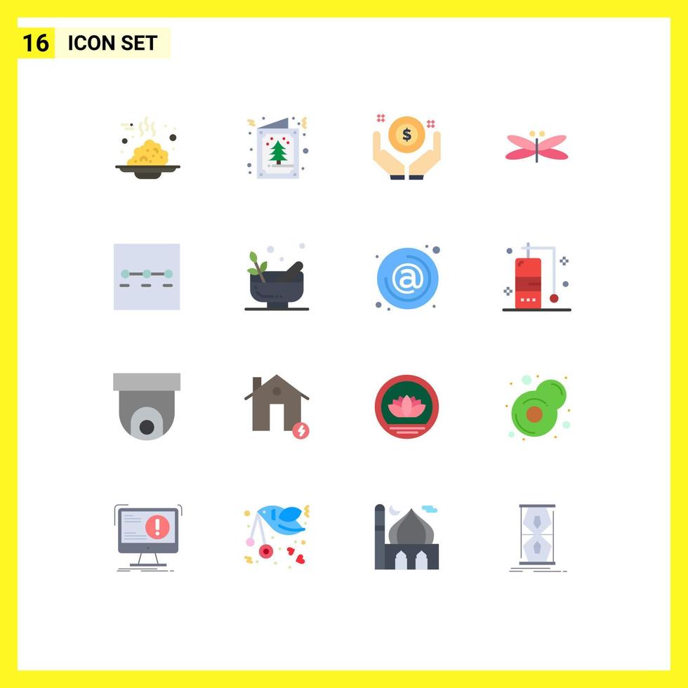 paquete de iconos de vector de stock de 16 signos y símbolos de línea para invitación de dragones de primavera libélula paquete editable a mano de elementos creativos de diseño de vectores