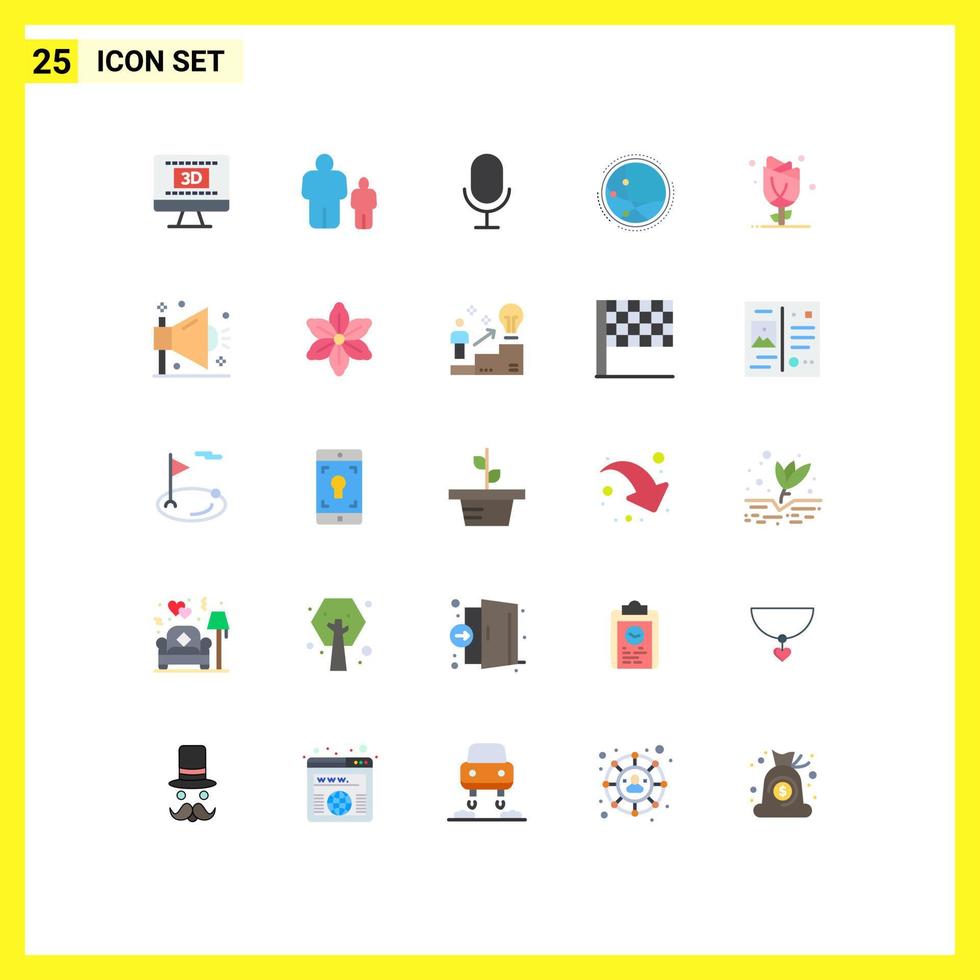 25 Universal Flat Colors Set for Web and Mobile Applications floral network mic internet communication Editable Vector Design Elements