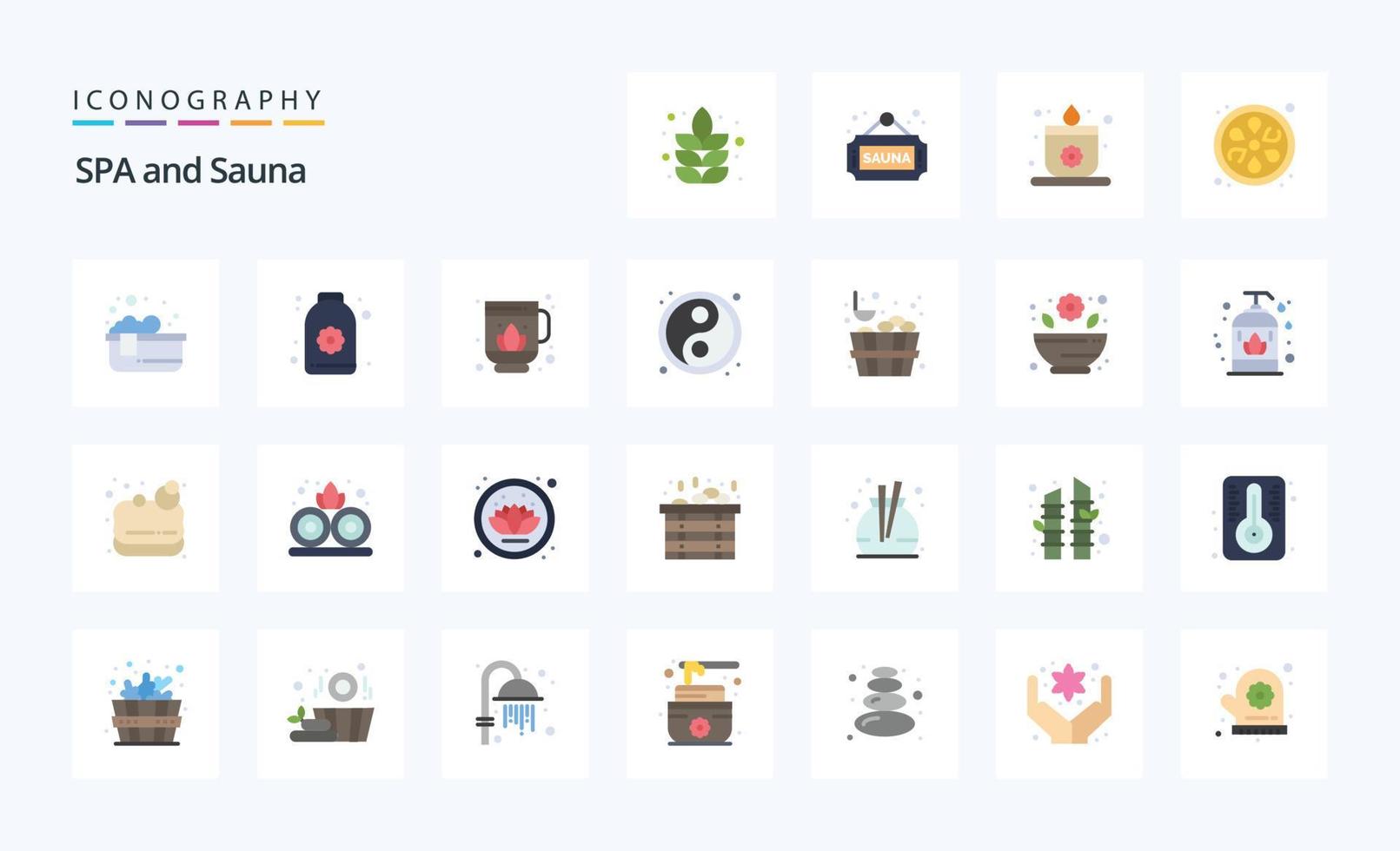 25 Sauna Flat color icon pack vector