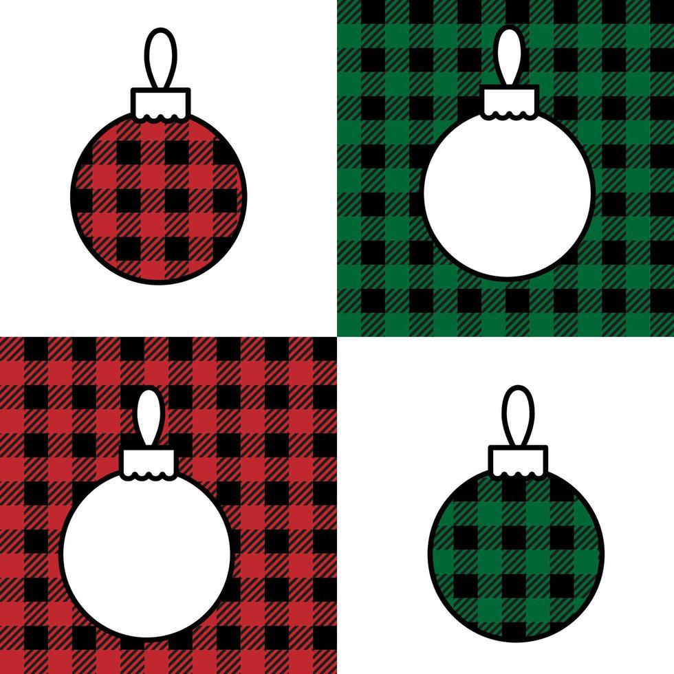 patrón de bolas de navidad en cuadros de búfalo. fondo festivo para diseño e impresión vector