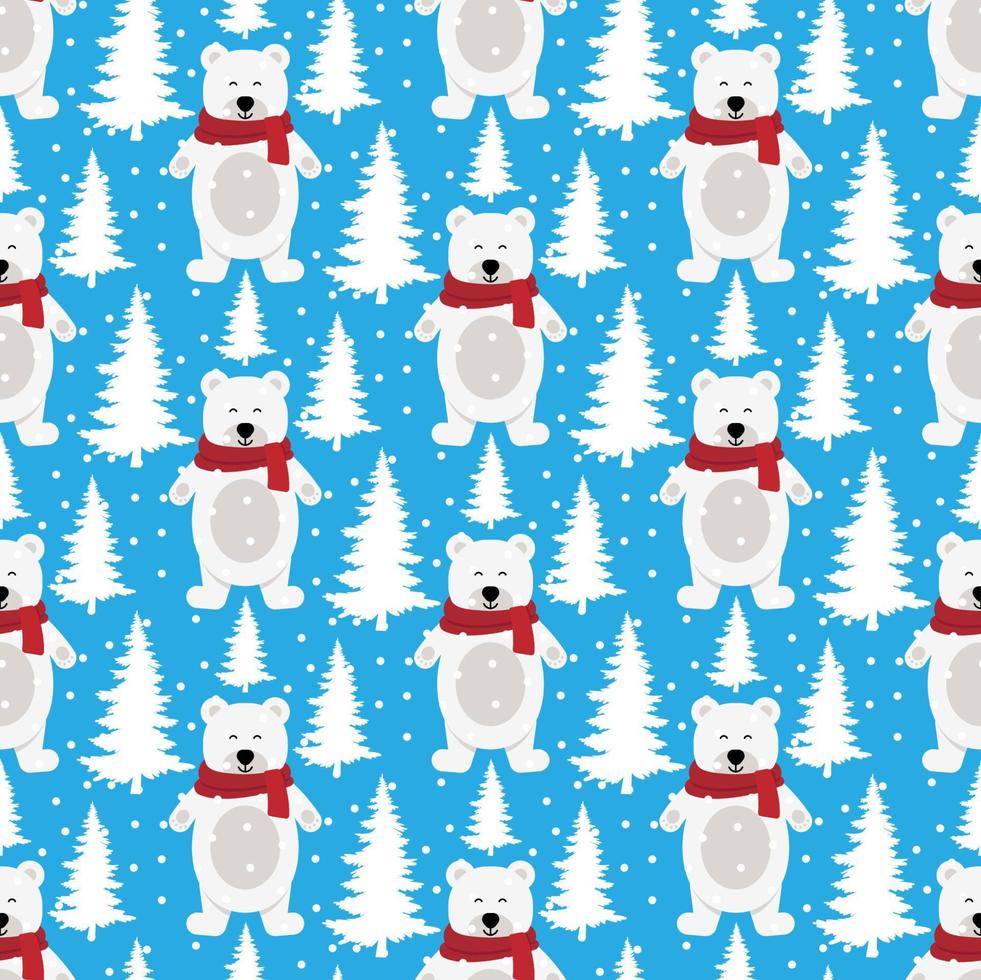 Vector festive Christmas or New Year seamless pattern in bears