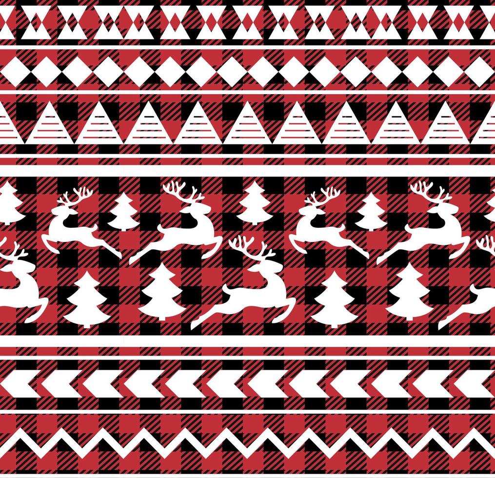buffalo plaid christmas jingle bells en el fondo de la página de música. patrón festivo sin fisuras. ilustración vectorial vector