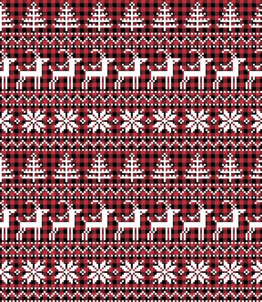 Christmas and New Year pattern at Buffalo Plaid. Festive background for design and print vector