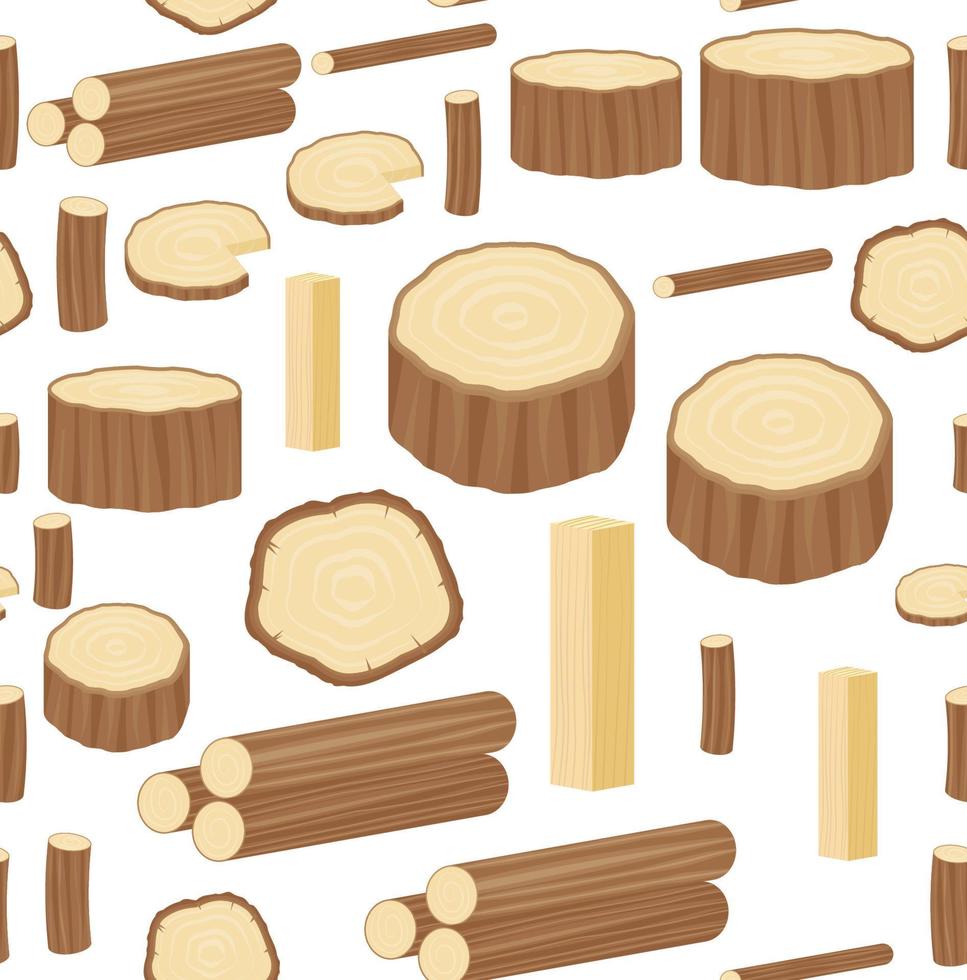 Seamless vector pattern with wood logs, trunks and planks. Background for forestry and lumber industry.