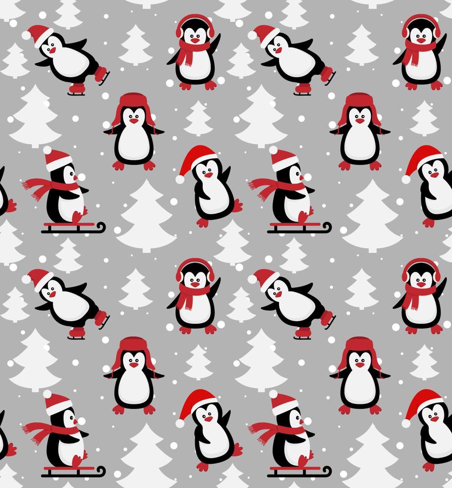 feliz navidad de patrones sin fisuras con pingüinos, en vector. vector