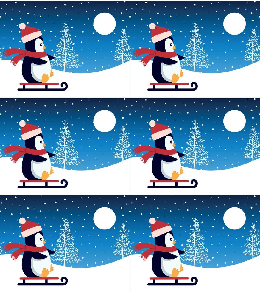 lindo pingüino en navidad y año nuevo invierno de patrones sin fisuras. vector