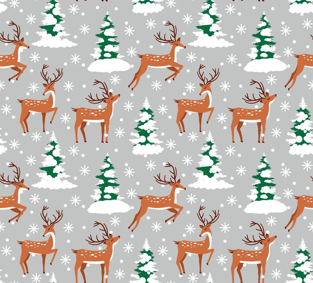 Vector festive Christmas or New Year seamless pattern in deer.