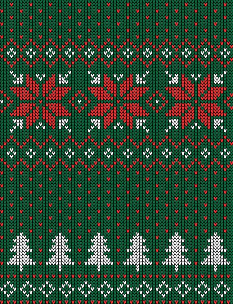 Knitted Christmas and New Year pattern in cow. Wool Knitting Sweater Design. Wallpaper wrapping paper textile print. vector