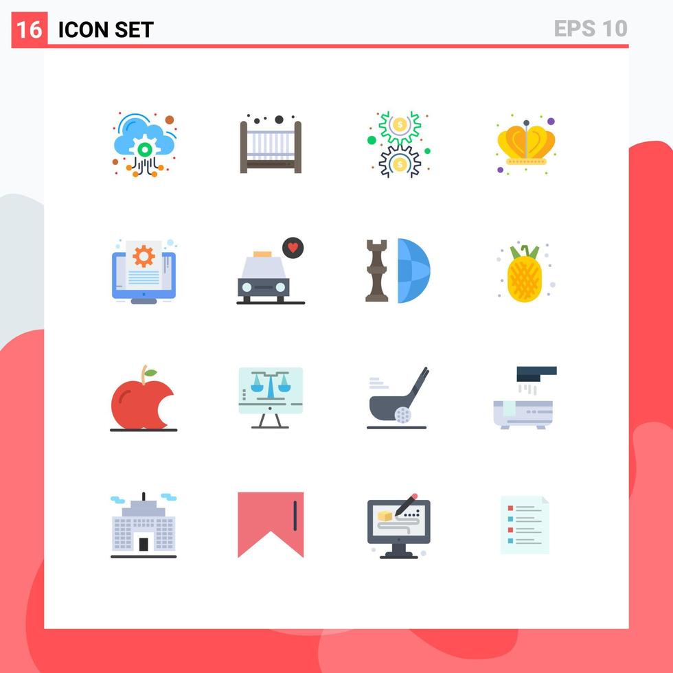 16 símbolos universales de signos de color plano del imperio del