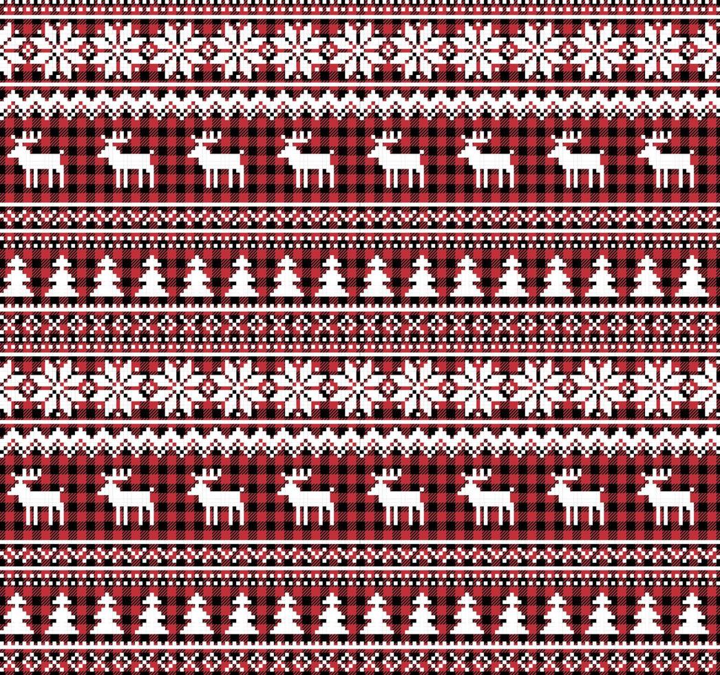 Christmas and New Year pattern at Buffalo Plaid. Festive background for design and print vector