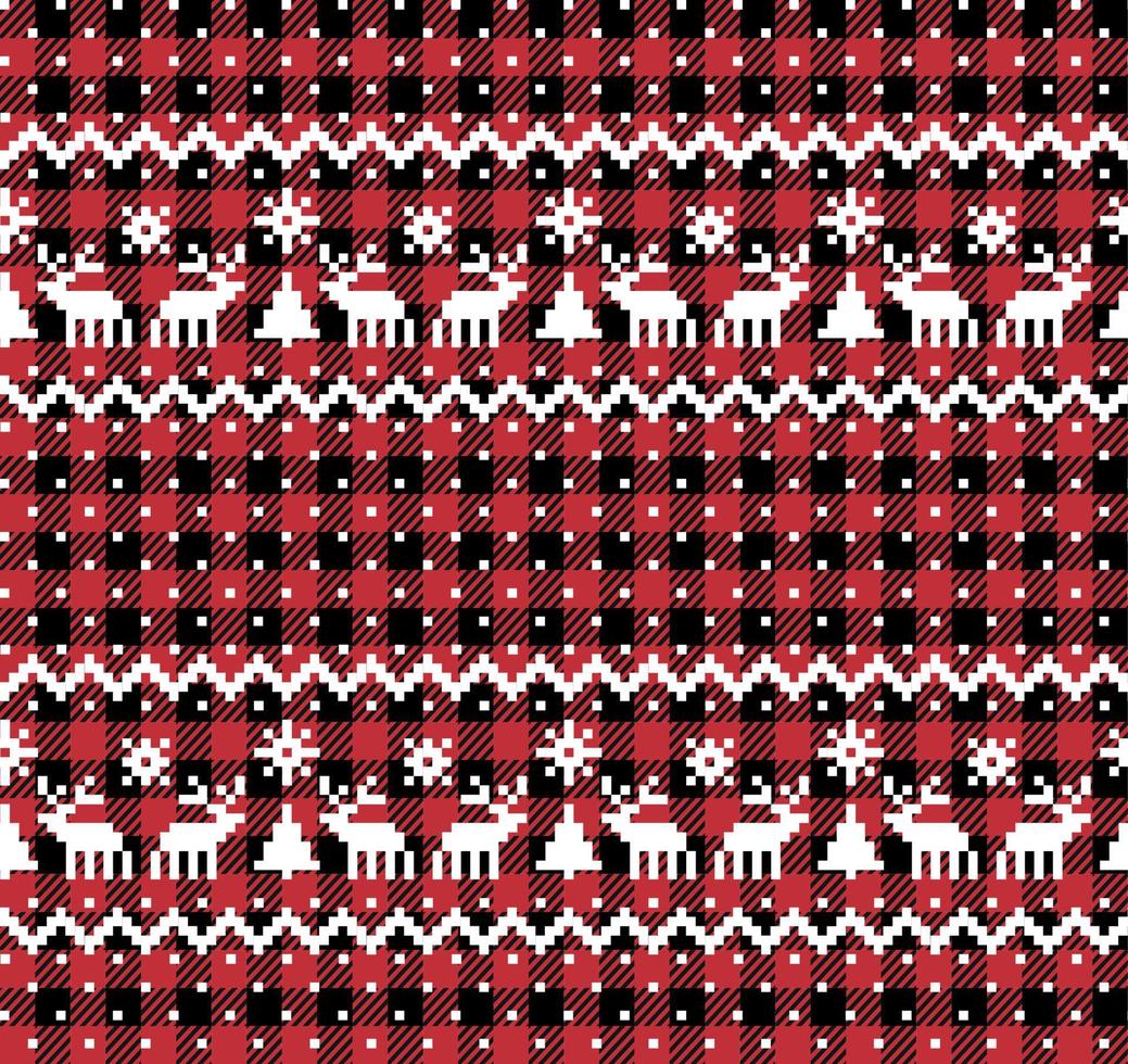Christmas and New Year pattern at Buffalo Plaid. Festive background for design and print vector