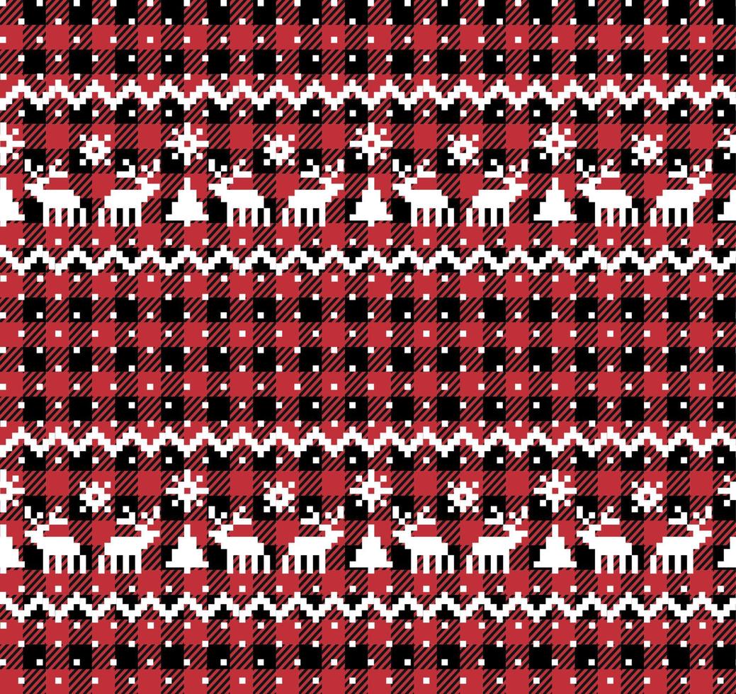 Christmas and New Year pattern at Buffalo Plaid. Festive background for design and print vector