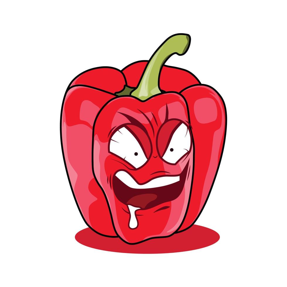 Red Paprika Cartoon Character. Vector Illustration Isolated on White