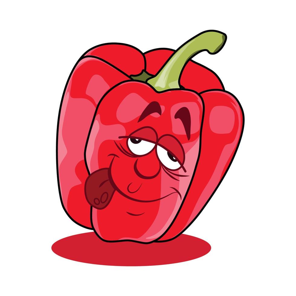 Red Paprika Cartoon Character. Vector Illustration Isolated on White