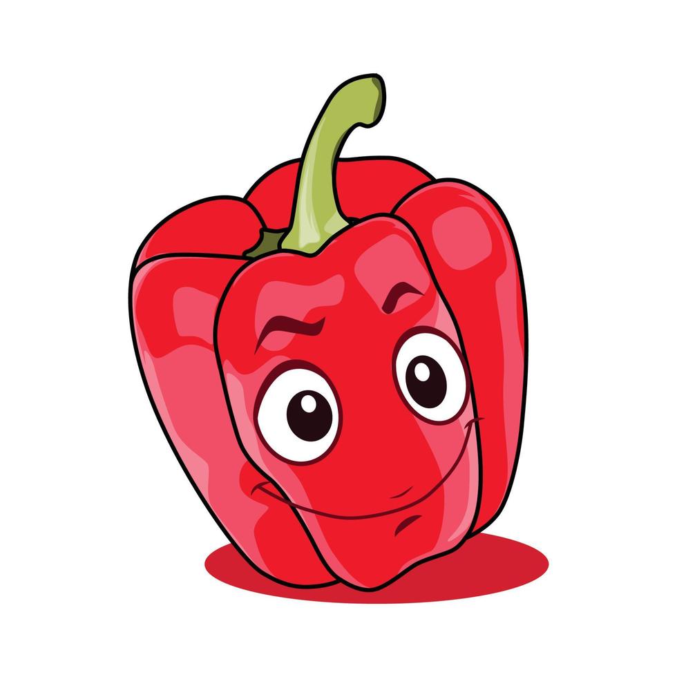 Red Paprika Cartoon Character. Vector Illustration Isolated on White Background