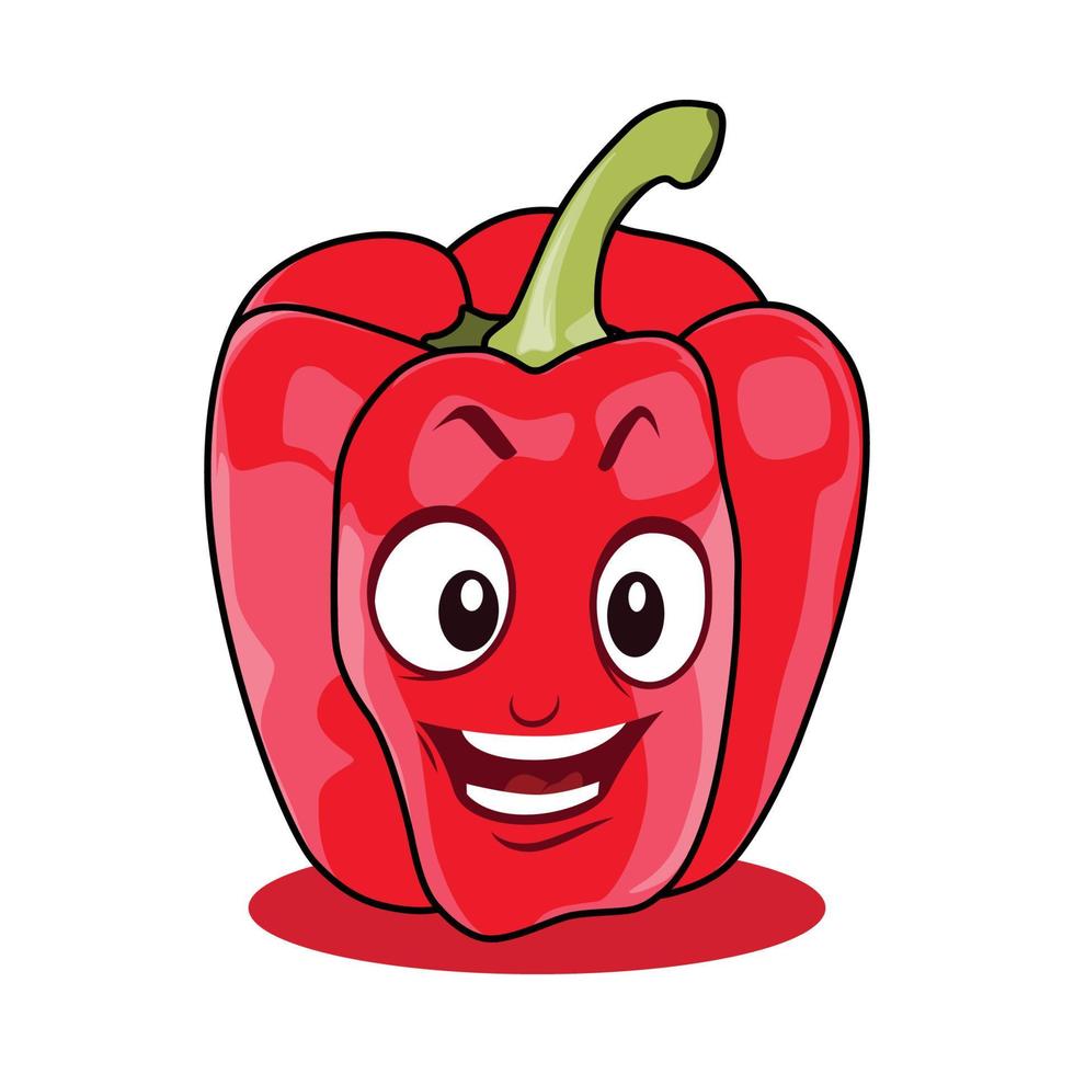 Red Paprika Cartoon Character. Vector Illustration Isolated on White Background