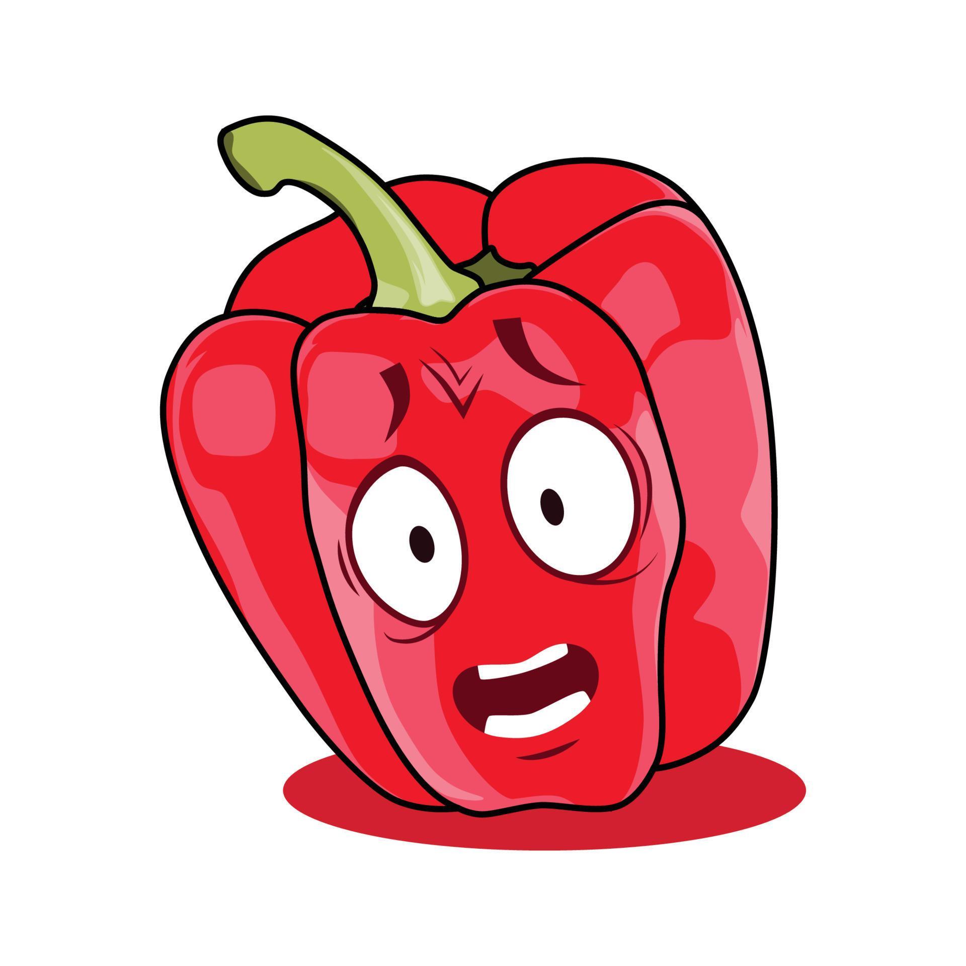 Red Paprika Cartoon Character. Vector Illustration Isolated on White