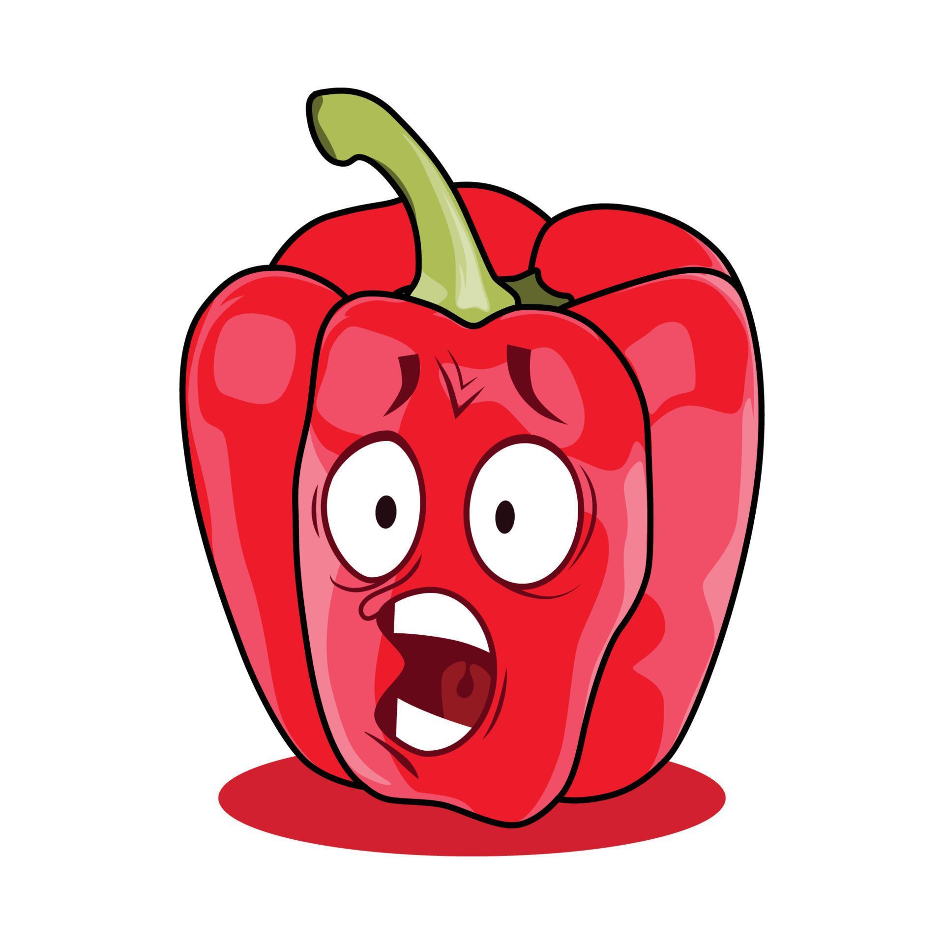 Red Paprika Cartoon Character. Vector Illustration Isolated on White