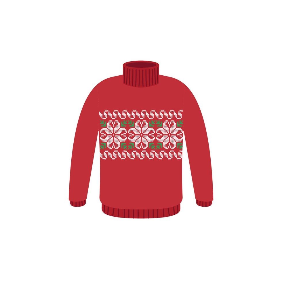 Vector ugly sweaters for Christmas party. Knitted jumpers with winter patterns esp