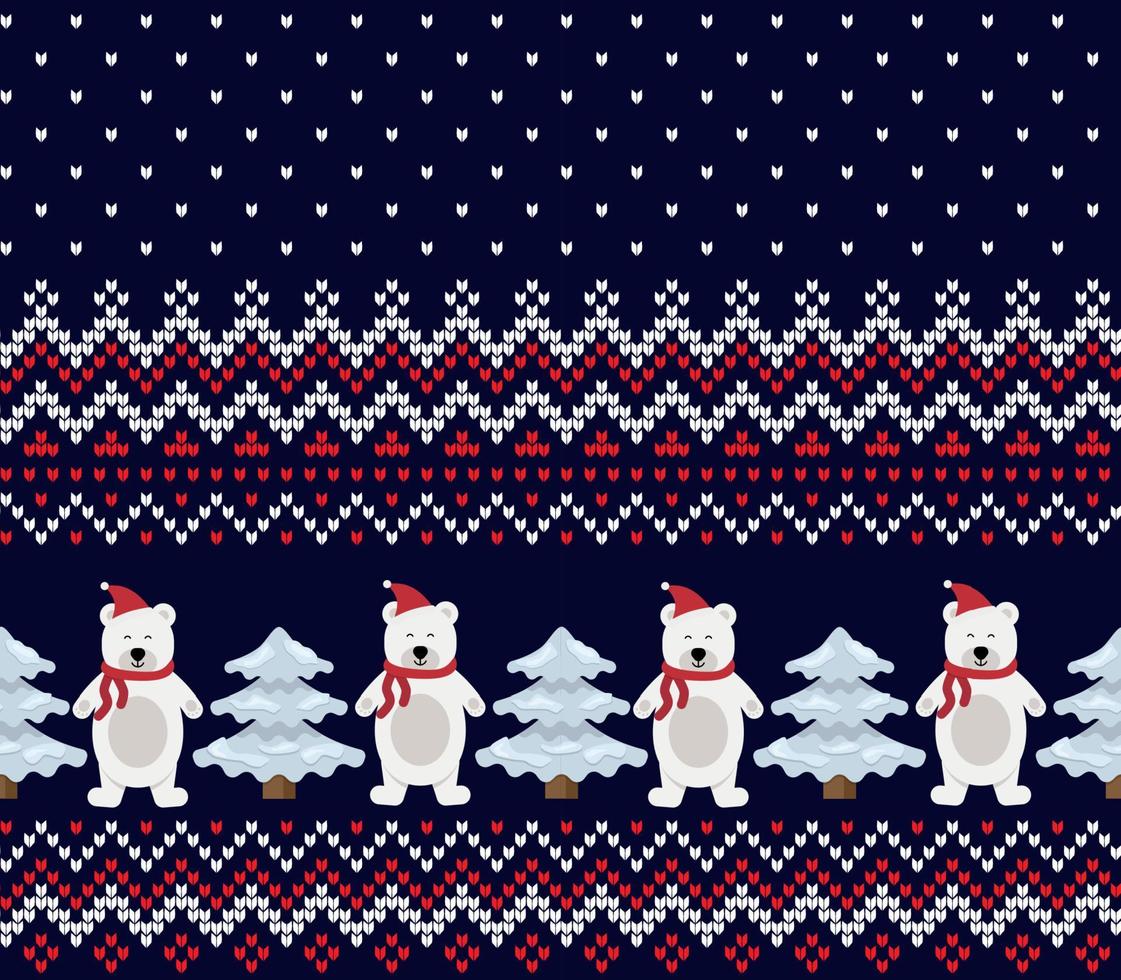 Knitted Christmas and New Year pattern vector