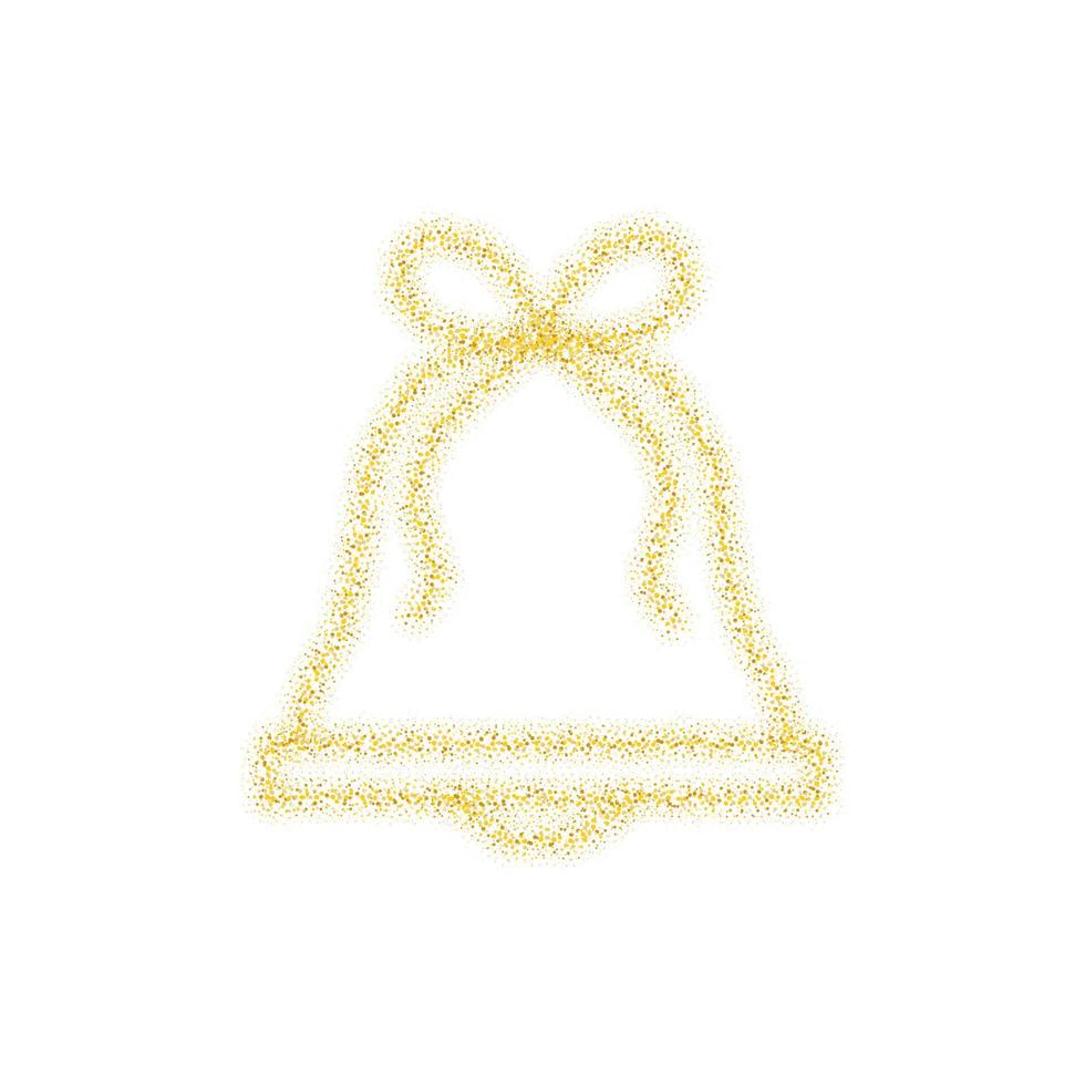 campana de oro de navidad decoración de brillo dorado brillando destellos sobre fondo blanco transparente. campana de brillo brillante vectorial para plantilla de diseño de navidad o año nuevo vector