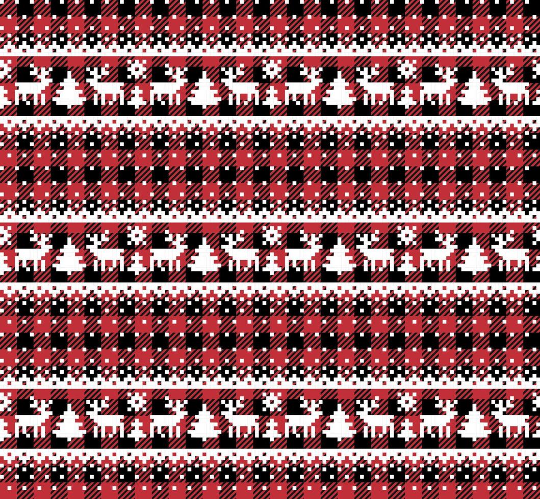 Christmas and New Year pattern at Buffalo Plaid. Festive background for design and print vector