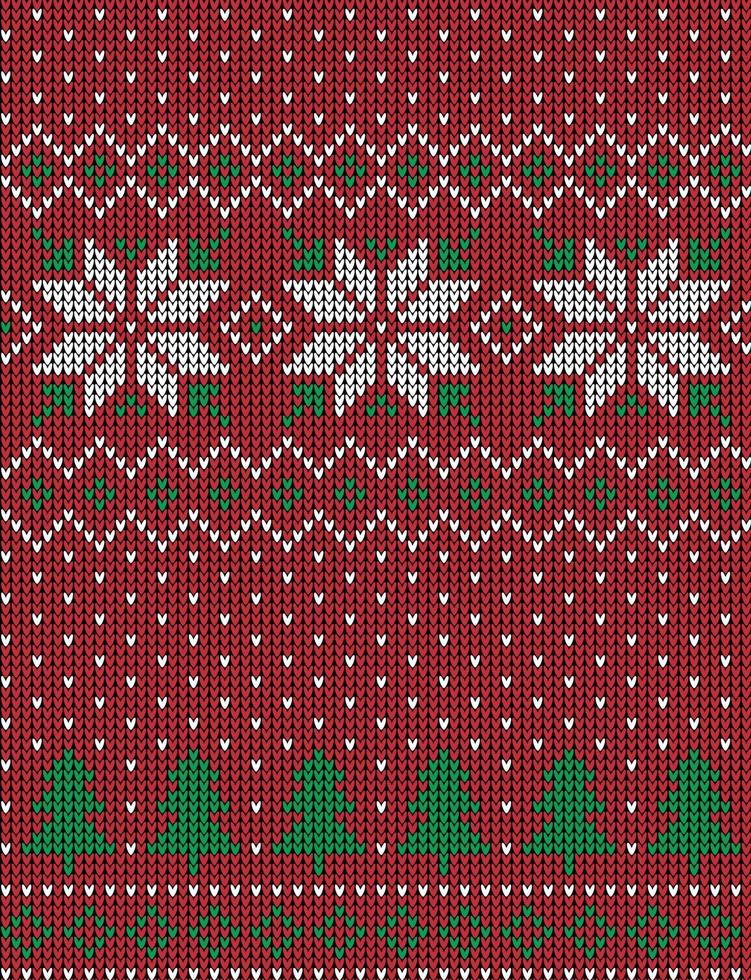 Knitted Christmas and New Year pattern in cow. Wool Knitting Sweater Design. Wallpaper wrapping paper textile print. vector
