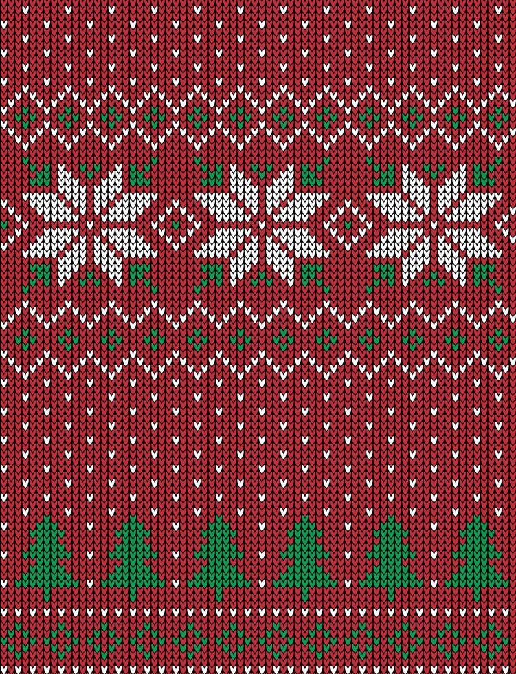 Knitted Christmas and New Year pattern in cow. Wool Knitting Sweater Design. Wallpaper wrapping paper textile print. vector